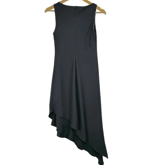 Vintage 90s Y2K Cowl Neck Dress Sz 6 Black Asymmetrical Hem Witchy Fairy Goth - Picture 2 of 11